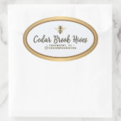 Productlabel bedrijfsnaam, logo & locatie bij ovale sticker (Tas)