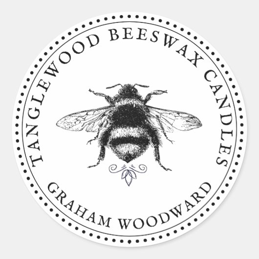 Productlabel bijen bijen bijenwas ronde sticker (Voorkant)