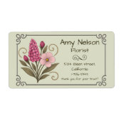 Productlabel, Bloemenwinkel, Bloemisterij. Etiket (Voorkant)