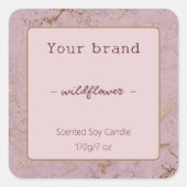 Productlabel Chic Roos Gold Marble Candle Vierkante Sticker (Voorkant)
