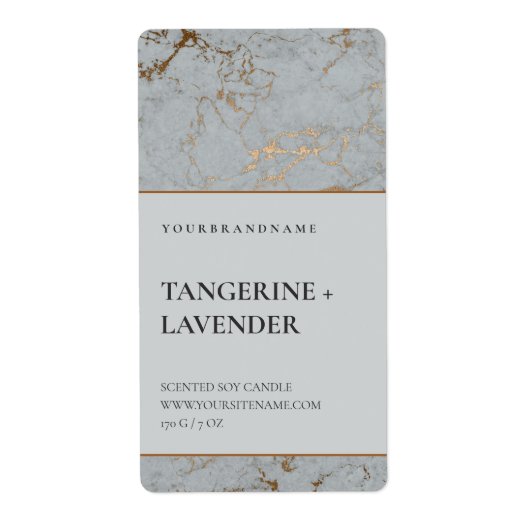 Productlabel Chic Sage Gold Grey Marble Candle Etiket (Voorkant)