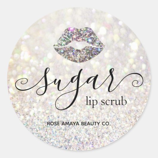 Productlabel Diamond Glitter Sugar Lip Scrub Ronde Sticker (Voorkant)