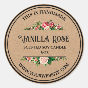 Productlabel Floral Rustic Kraft Paper Ronde Sticker