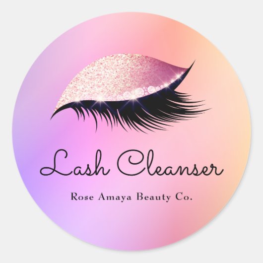 Productlabel Girly Pastel Rainbow Lash Cleanser Ronde Sticker (Voorkant)
