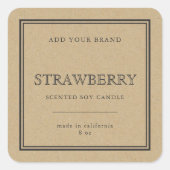 Productlabel Klassieke grijze rand Kraft toevoegen Vierkante Sticker (Voorkant)