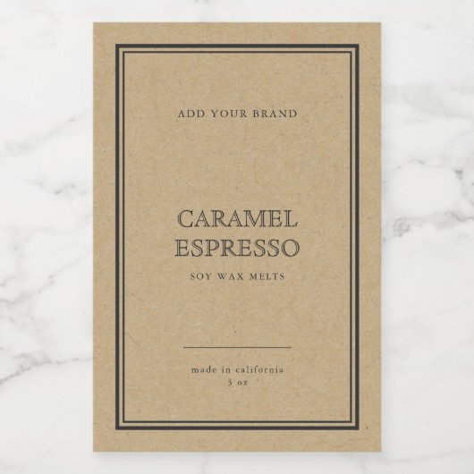 Productlabel Klassieke grijze rand Kraft toevoegen Wijn Etiket (Enkel label)