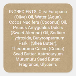 Productlabel Kraft Paper Kijk ingrediënten Vierkante Sticker