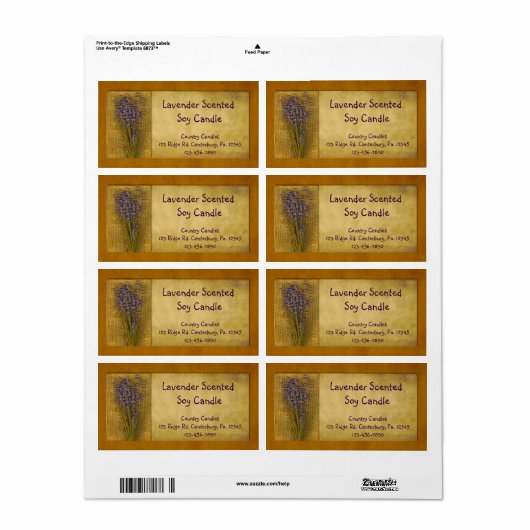 Productlabel lavendel Candle Etiket (Full Sheet)