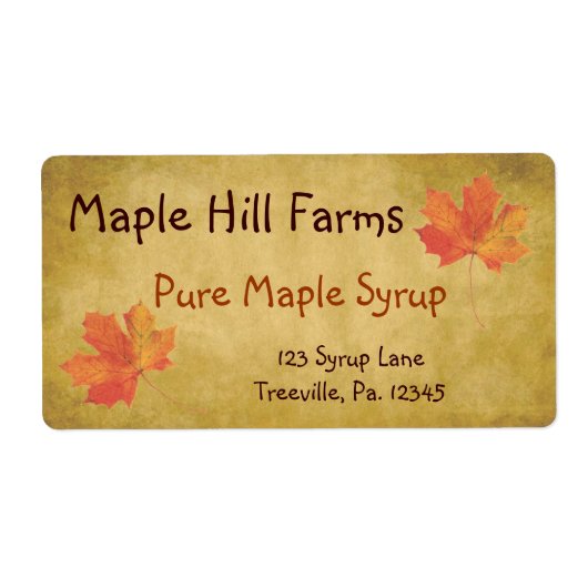 Productlabel Maple Leaves Maple Syrup Etiket (Voorkant)