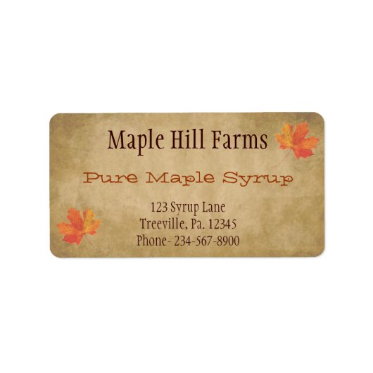 Productlabel Maple Leaves Maple Syrup Etiket (Voorkant)