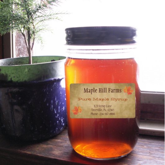 Productlabel Maple Leaves Maple Syrup Etiket
