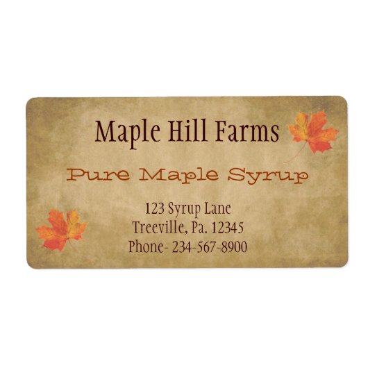 Productlabel Maple Leaves Maple Syrup Etiket (Voorkant)