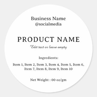 Productlabel Moderne ingrediënten Ronde Sticker