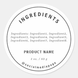 Productlabel Moderne ingrediënten Ronde Sticker