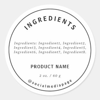 Productlabel Moderne ingrediënten Ronde Sticker