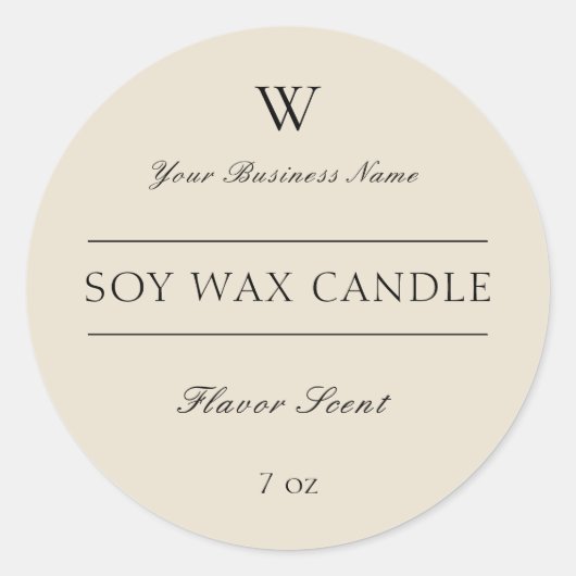 Productlabel Monogram Chic Beige Candle Spa Ronde Sticker (Voorkant)
