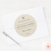 Productlabel Monogram Chic Beige Candle Spa Ronde Sticker (Envelop)