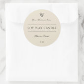 Productlabel Monogram Chic Beige Candle Spa Ronde Sticker (Tas)