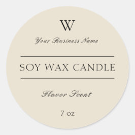 Productlabel Monogram Chic Beige Candle Spa Ronde Sticker