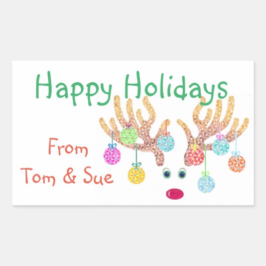 Productlabel rendieren en sierdieren rechthoekige sticker (Voorkant)
