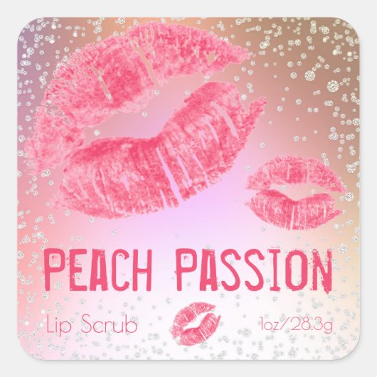 Productlabel voor pasta Shimmer Sugar Lip Scrub Vierkante Sticker (Voorkant)