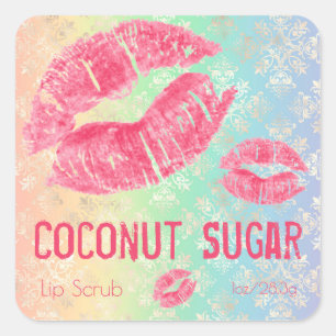Productlabel voor pasta Shimmer Sugar Lip Scrub Vierkante Sticker