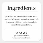 Productlabel zeepingrediënt vierkante sticker (Voorkant)