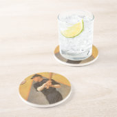  productlabelkunst, Boston Garter voor sokken Zandsteen Onderzetter (Zijkant)