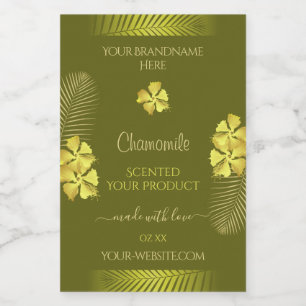 Productlabels Gele Hawaiaanse Bloemen op Mosterd Voedselcontainer Etiket