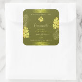 Productlabels gele Hawaiiaanse bloemen op mosterd Vierkante Sticker (Tas)
