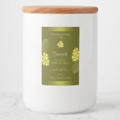 Productlabels gele Hawaiiaanse bloemen op mosterd Voedselcontainer Etiket (Voorkant)