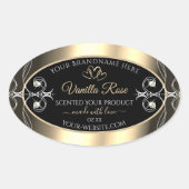 Productlabels voor Luxury Jewels Black en Gold Dec Ovale Sticker (Voorkant)