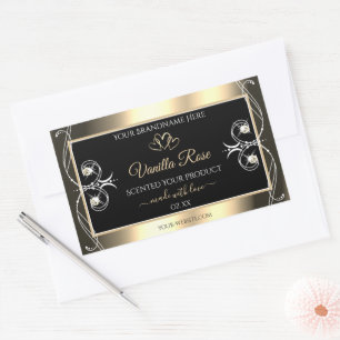 Productlabels voor Luxury Jewels Black en Gold Dec Rechthoekige Sticker