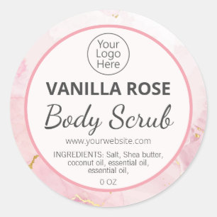 Productlabels voor roze inktvlekken ronde sticker
