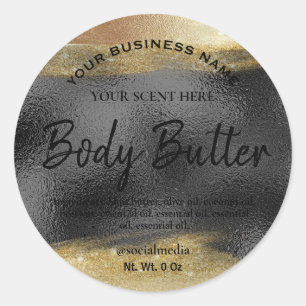 Productlabels Zwart En Goud Lichaamsboter Ronde Sticker