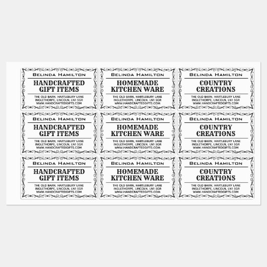 Productnaam en beschrijving op etiket labels (Vel)