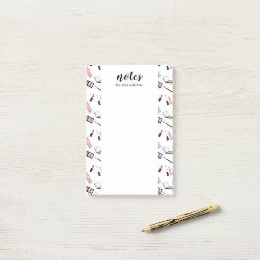 Productpatroon en aangepaste titel en naam maken post-it® notes (Op bureau)