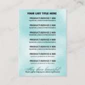 Productprijsingrediënten Lijst Ice Blue en Silver Visitekaartje (Achterkant)