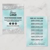 Productprijsingrediënten Lijst Ice Blue en Silver Visitekaartje (Voorkant / Achterkant)