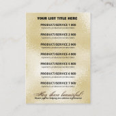 Productprijslijst Goud en Glitter Ink Visitekaartje (Achterkant)