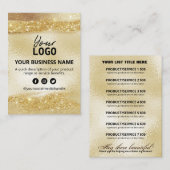 Productprijslijst Goud en Glitter Ink Visitekaartje (Voorkant / Achterkant)