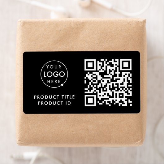 ProductQR-code | Inventaris-ID zwarte zakelijke Lo Etiket (Insitu)