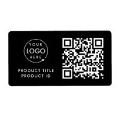ProductQR-code | Inventaris-ID zwarte zakelijke Lo Etiket (Voorkant)