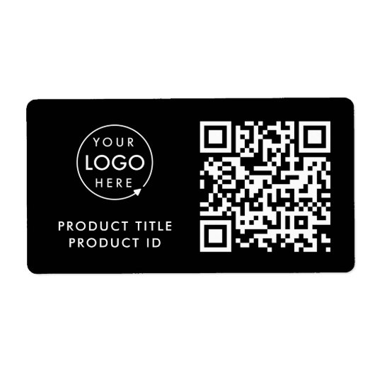 ProductQR-code | Inventaris-ID zwarte zakelijke Lo Etiket (Voorkant)