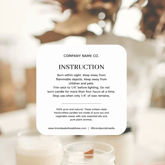 Productveiligheidsinstructie Vierkante Sticker