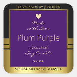 Productverpakkingsetiket Paarse en gouden Tiny Hea Vierkante Sticker