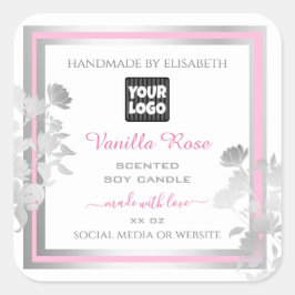 Productverpakkingsetiketten met Logo White Silver Vierkante Sticker