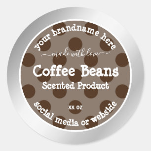Productverpakkingsetiketten Zilveren Lijst bruine  Ronde Sticker