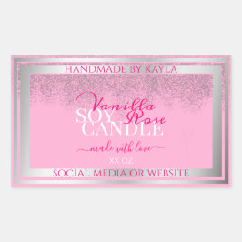 Productverpakkingslabels voor roze en zilver rechthoekige sticker