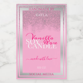 Productverpakkingslabels voor roze en zilver voedselcontainer etiket